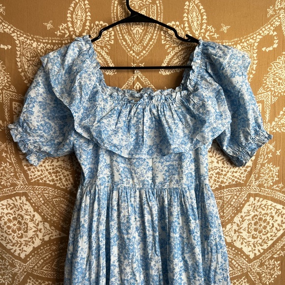 NWT LoveShackFancy Tara Maxi Dress in Spa Blue - Picture 3 of 5